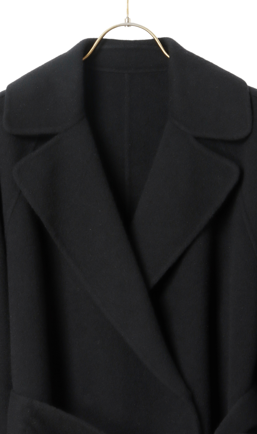 ベルト付きビックカラーコート【カシミヤ混ウール】【WEB限定】 ブラック L