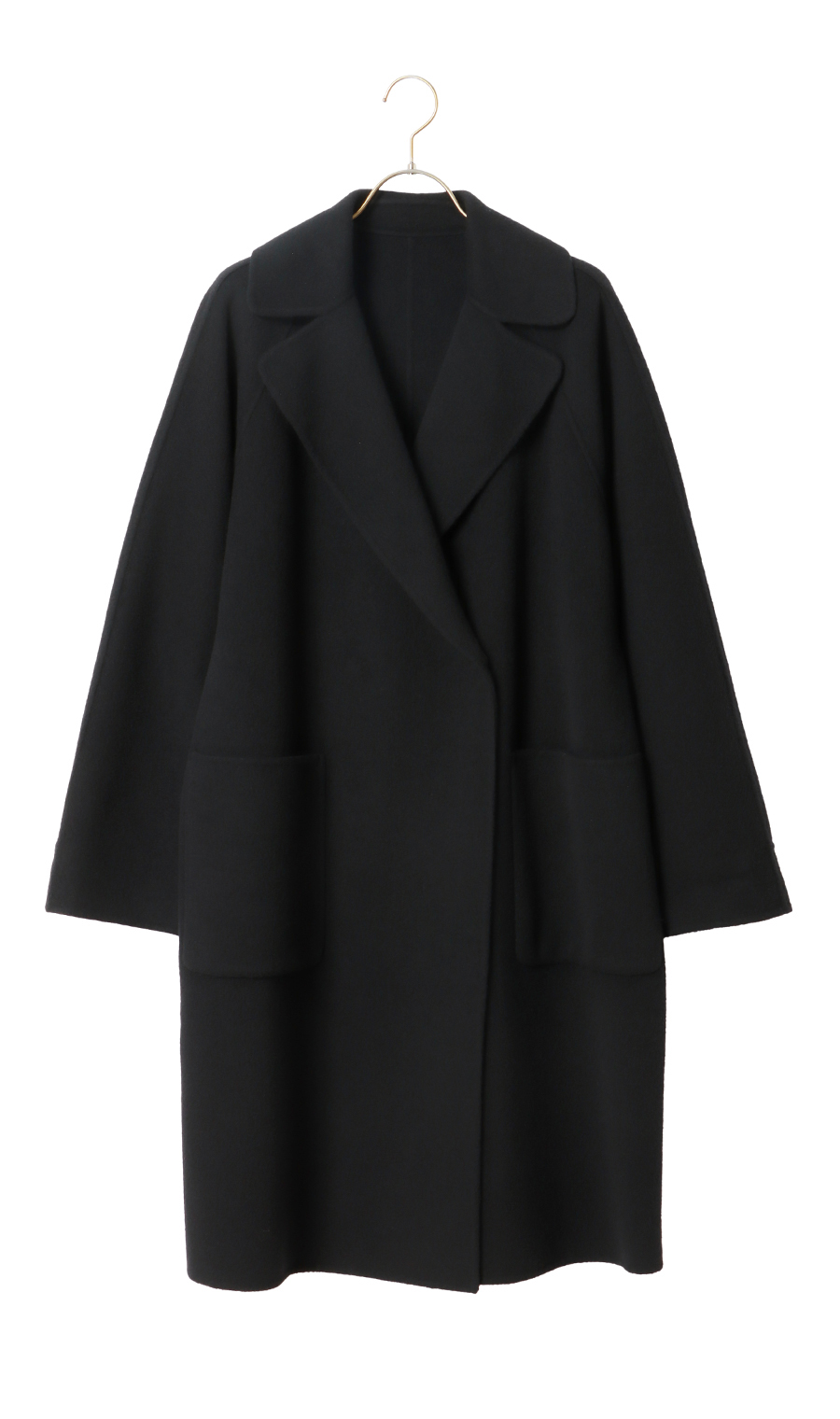 ベルト付きビックカラーコート【カシミヤ混ウール】【WEB限定】 ブラック L
