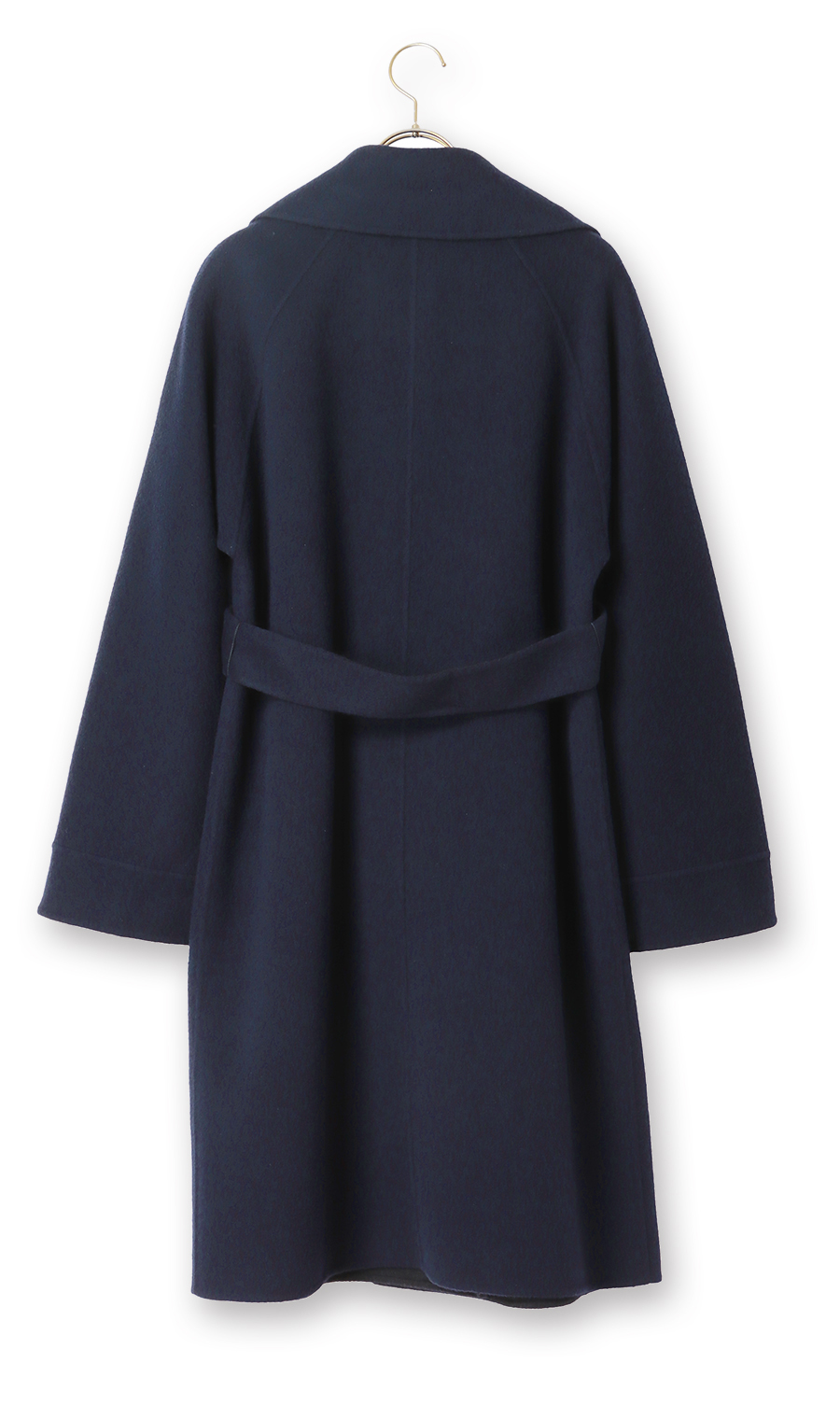 ベルト付きビックカラーコート【カシミヤ混ウール】【WEB限定】 ネイビー M