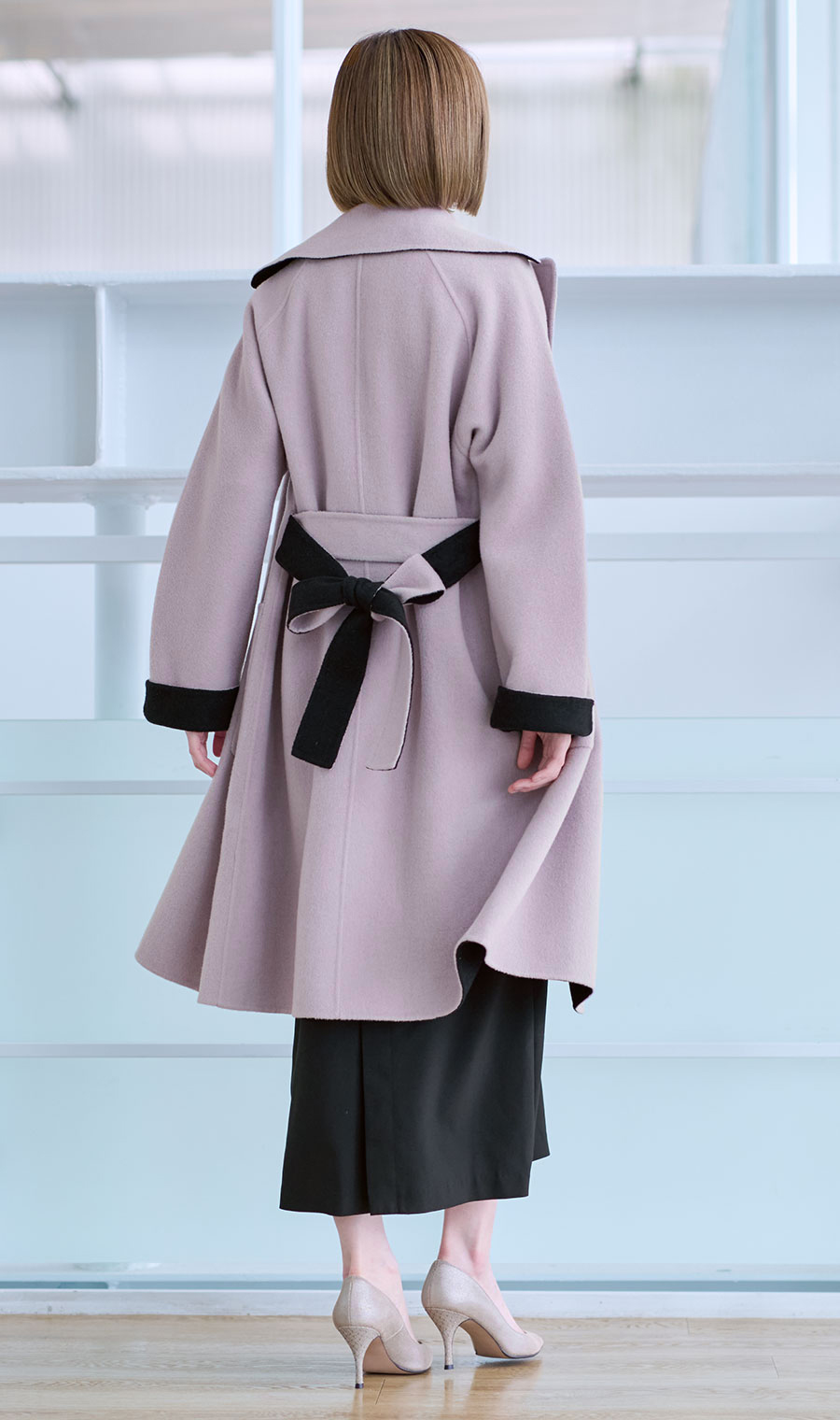 ベルト付きビックカラーコート【カシミヤ混ウール】【WEB限定】 パープル M