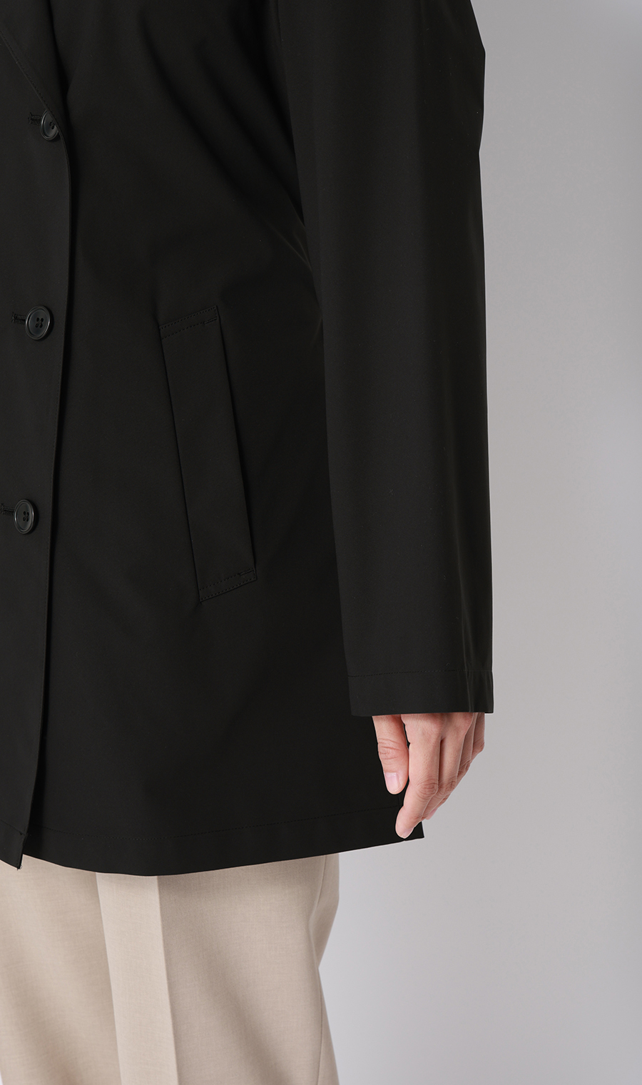 ゼロプレッシャートレンチコート【ミドル丈】 ブラック S