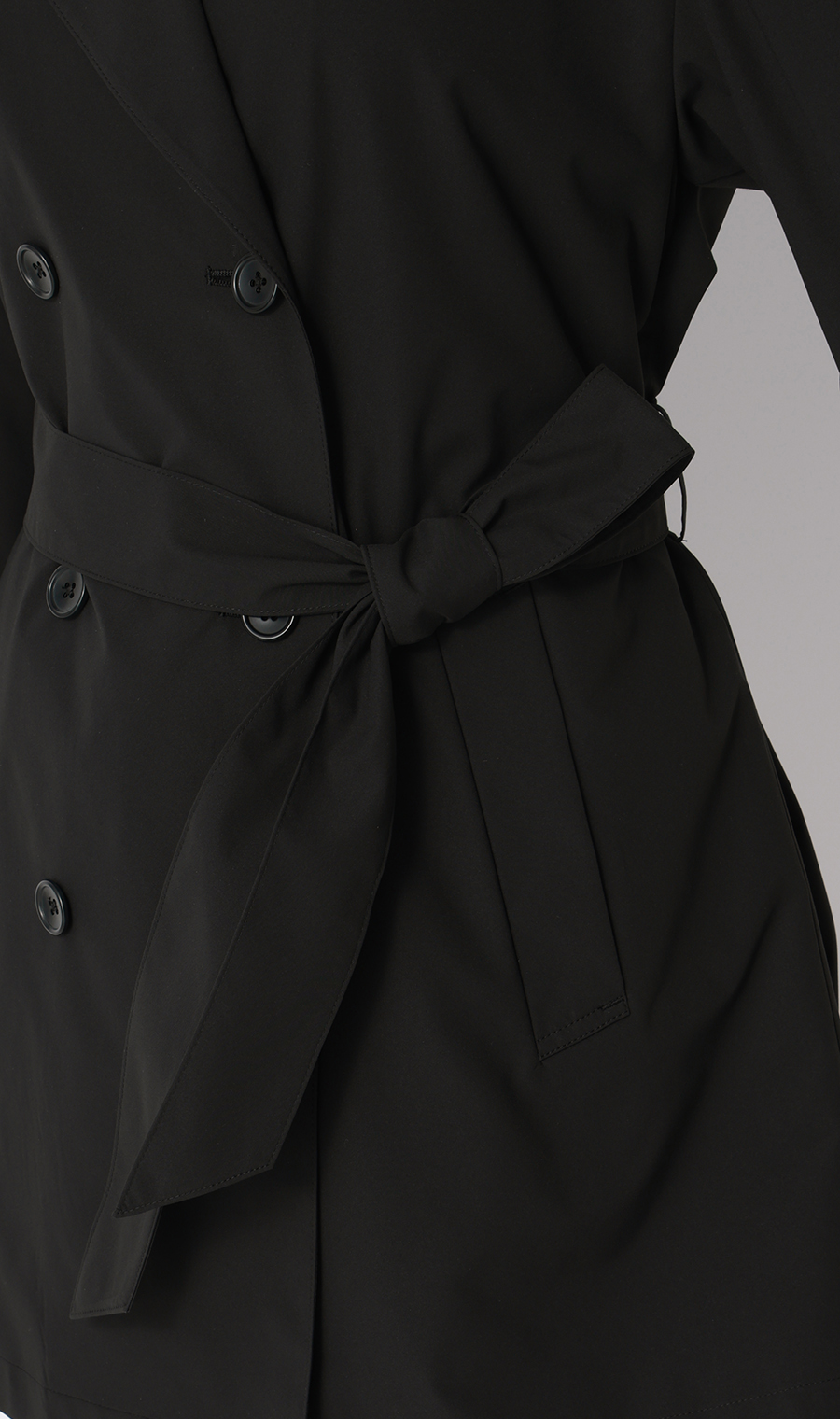 ゼロプレッシャートレンチコート【ミドル丈】 ブラック S