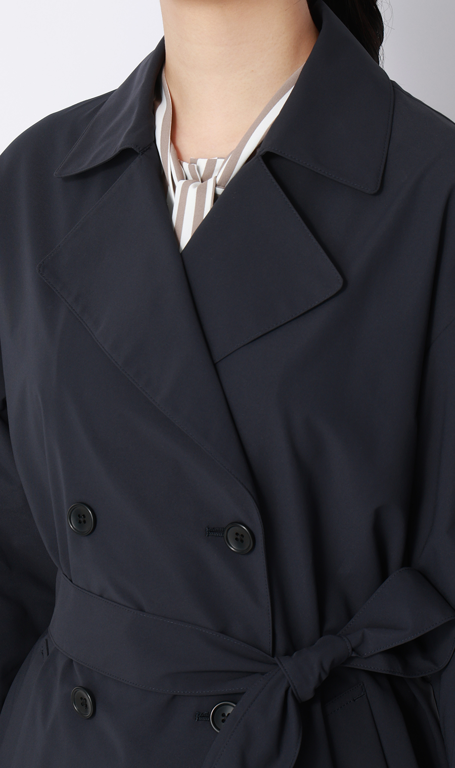 ゼロプレッシャートレンチコート【ミドル丈】 ネイビー M