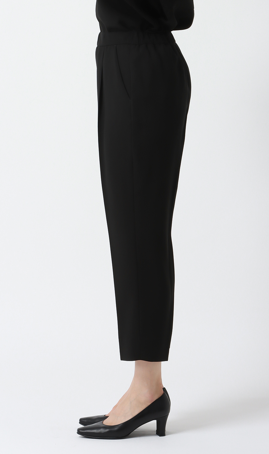 取り外し襟付きブラウス+タックプルオンパンツフォーマル【2点セット】【WEB限定】【裾上げ済み】 ブラック LL