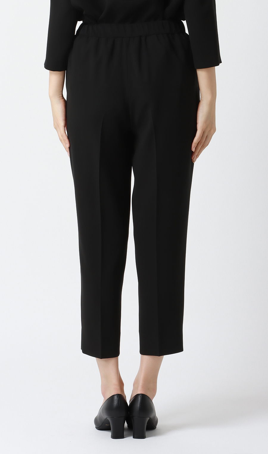 取り外し襟付きブラウス+タックプルオンパンツフォーマル【2点セット】【WEB限定】【裾上げ済み】 ブラック LL