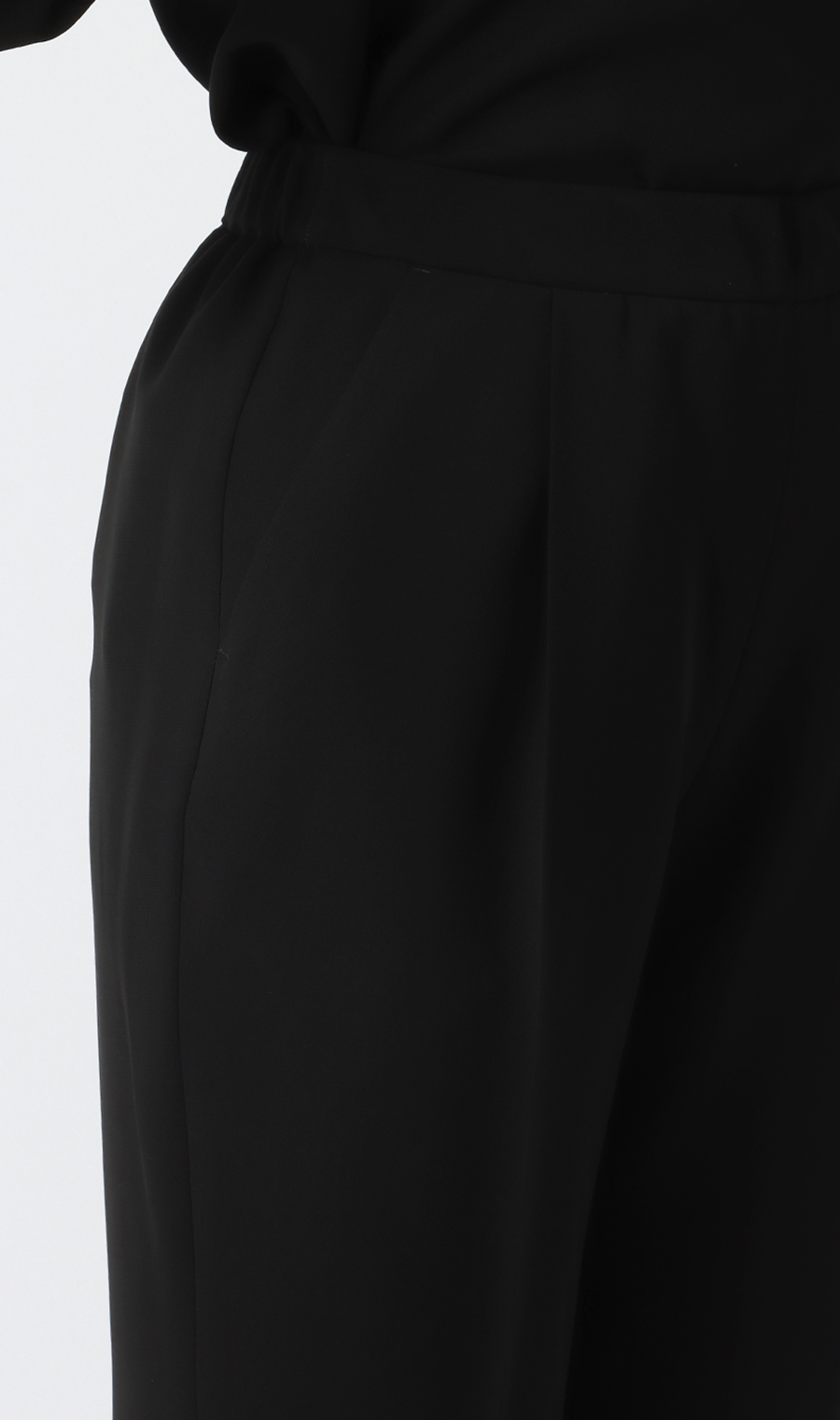 取り外し襟付きブラウス+タックプルオンパンツフォーマル【2点セット】【WEB限定】【裾上げ済み】 ブラック LL