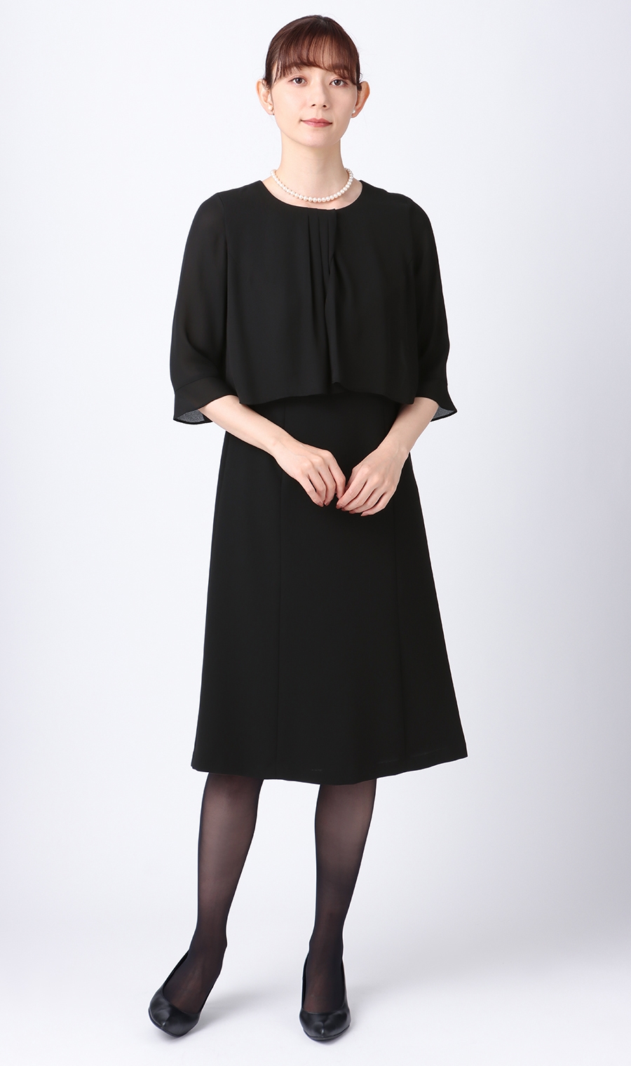 ノーカラーシフォンフリルアンサンブル ブラック 17