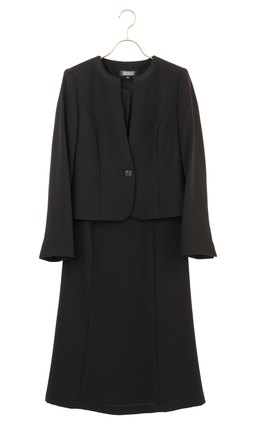 ノーカラーシフォンフリルアンサンブル ブラック 17