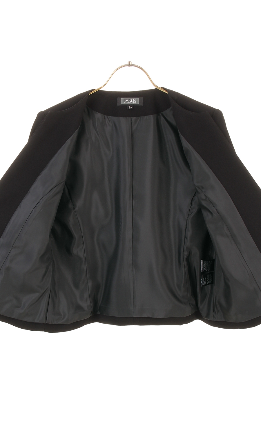 ノーカラーシフォンフリルアンサンブル ブラック 17