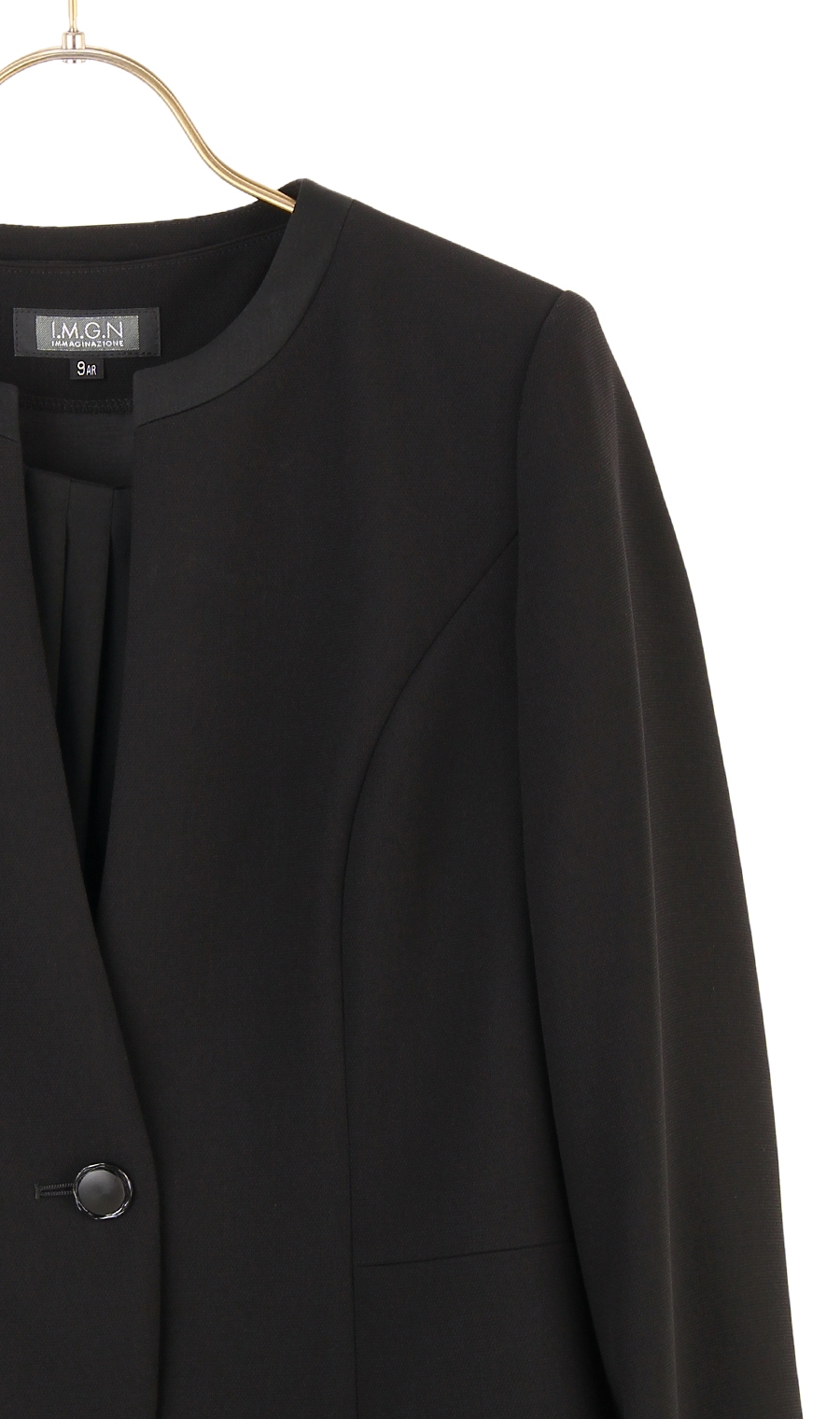 ノーカラーシフォンフリルアンサンブル ブラック 17