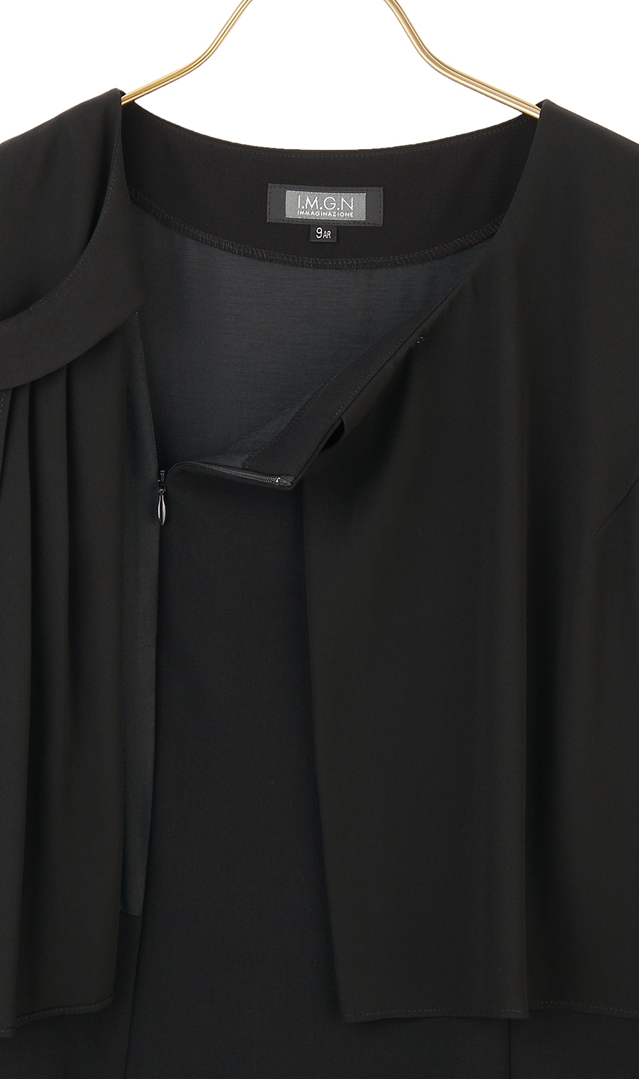 ノーカラーシフォンフリルアンサンブル ブラック 17