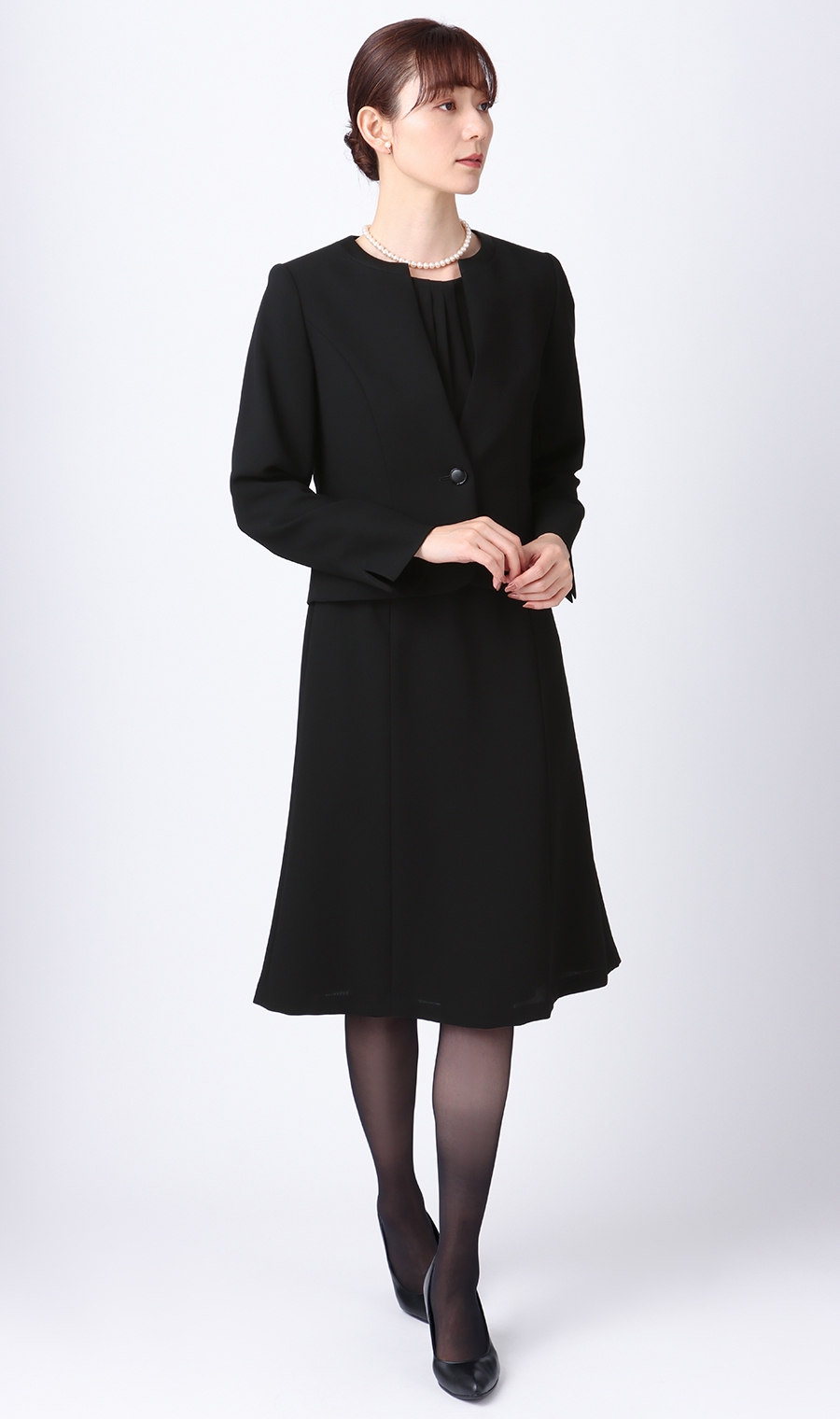 ノーカラーシフォンフリルアンサンブル ブラック 17