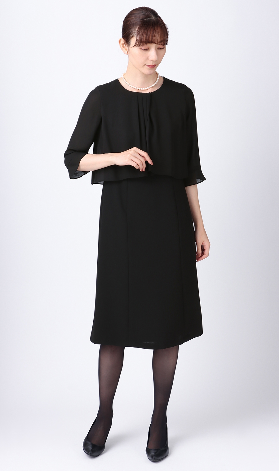 ノーカラーシフォンフリルアンサンブル ブラック 17