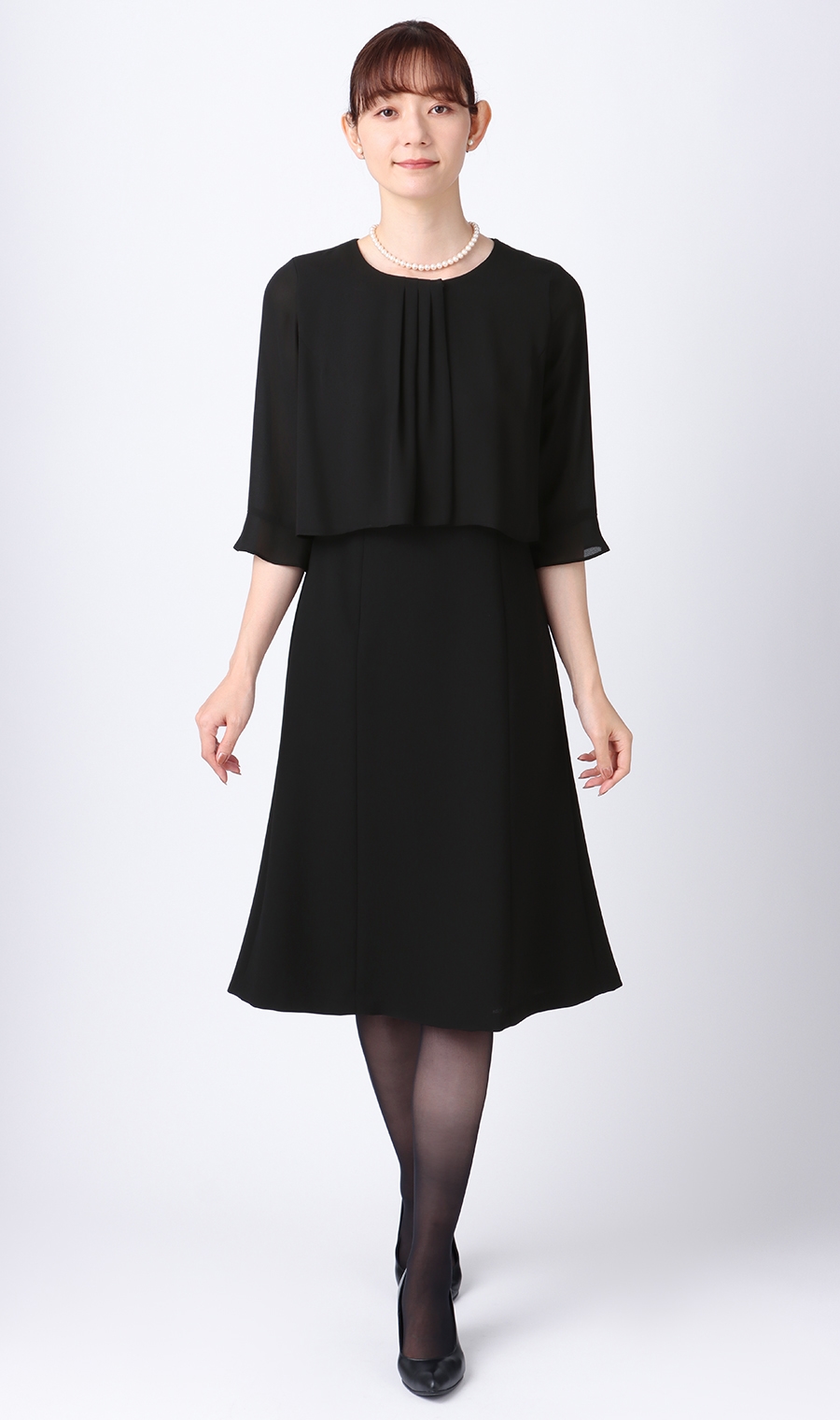 ノーカラーシフォンフリルアンサンブル ブラック 17