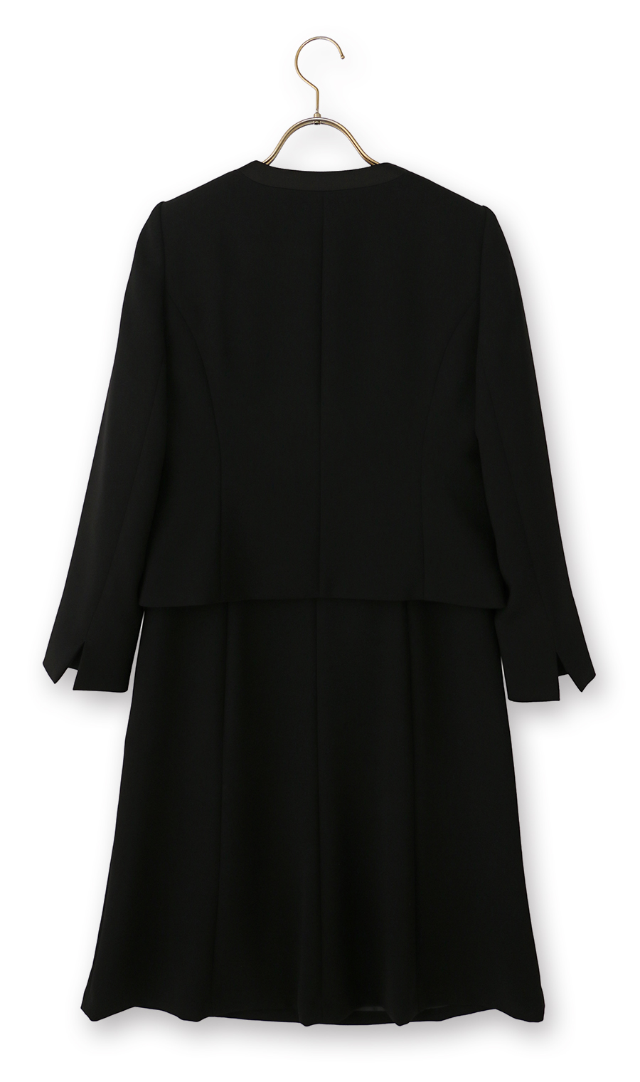 No-collar chiffon ruffle ensemble [petite size] [washable] Black 9P