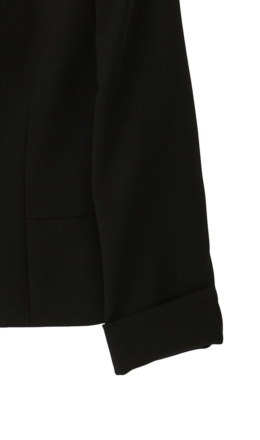 No-collar chiffon ruffle ensemble [petite size] [washable] Black 9P