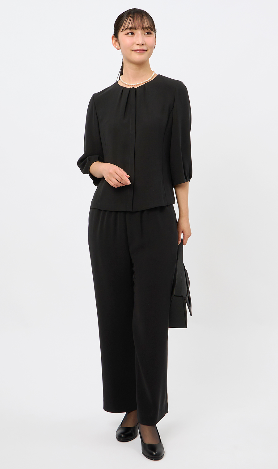 テーラードカラーフォーマルスーツ【3点セット】【裾上げ済み】 ブラック 9号