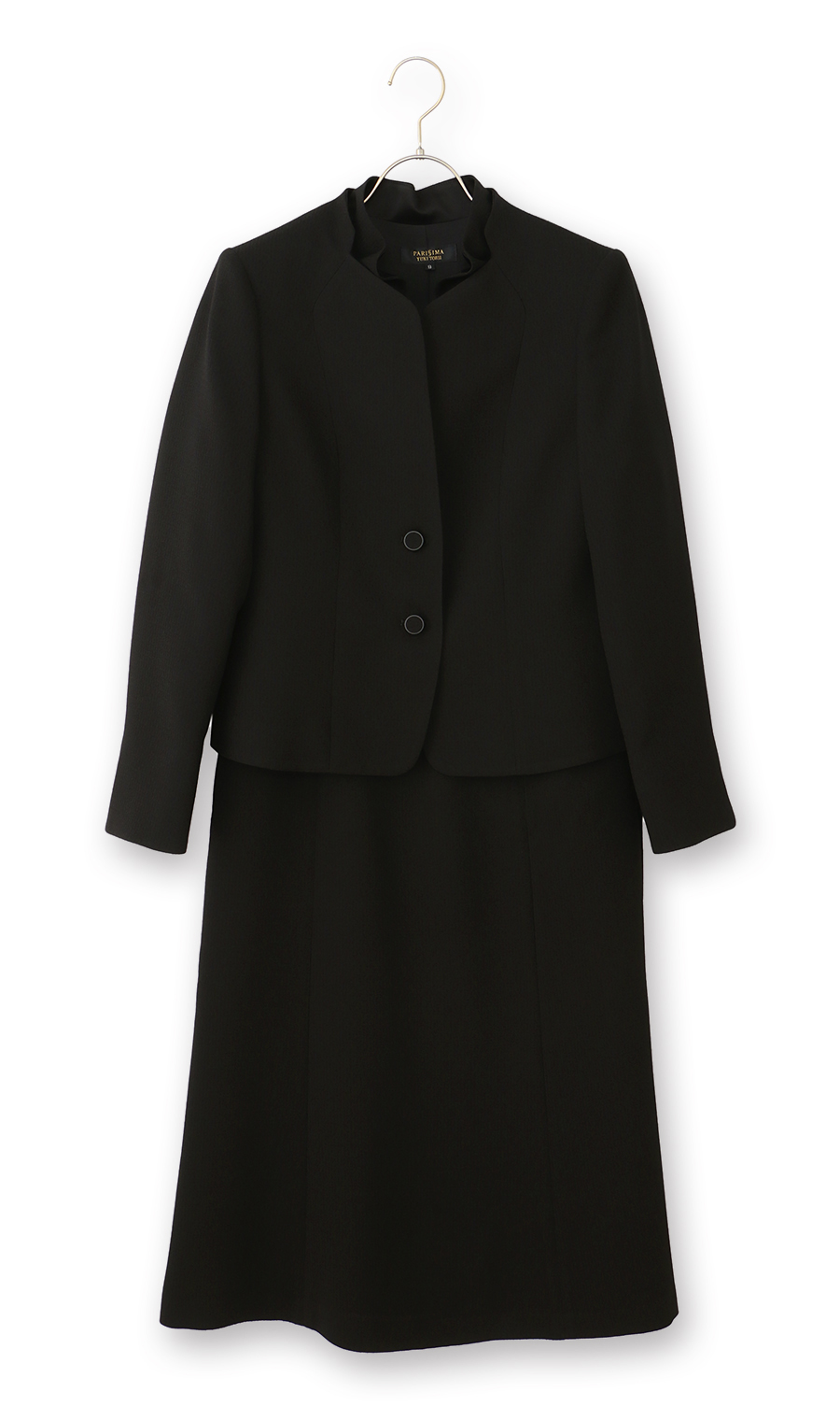 タックフリルカラーアンサンブル【前開き】【米沢織】 ブラック 9号