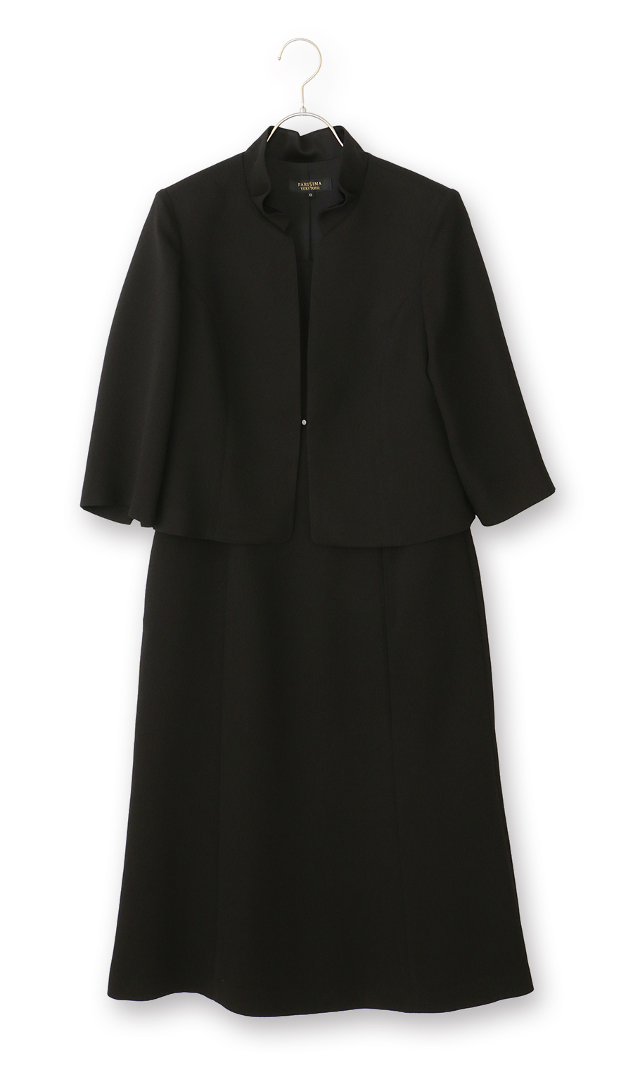 タックフリルカラーアンサンブル【前開き】【米沢織】 ブラック 9号