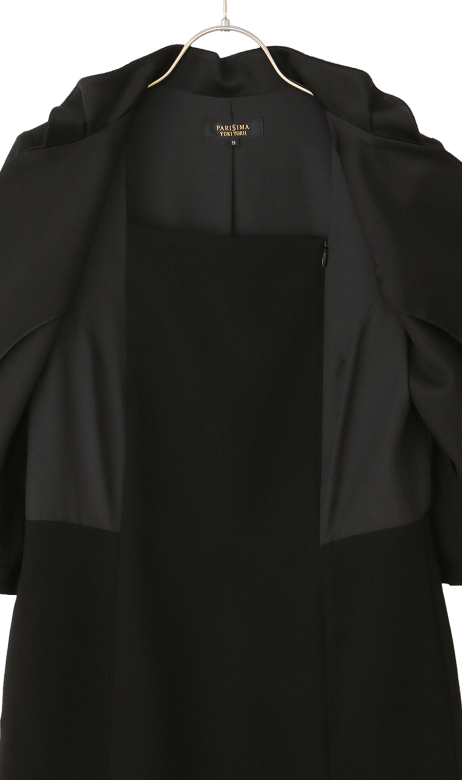 タックフリルカラーアンサンブル【前開き】【米沢織】 ブラック 9号