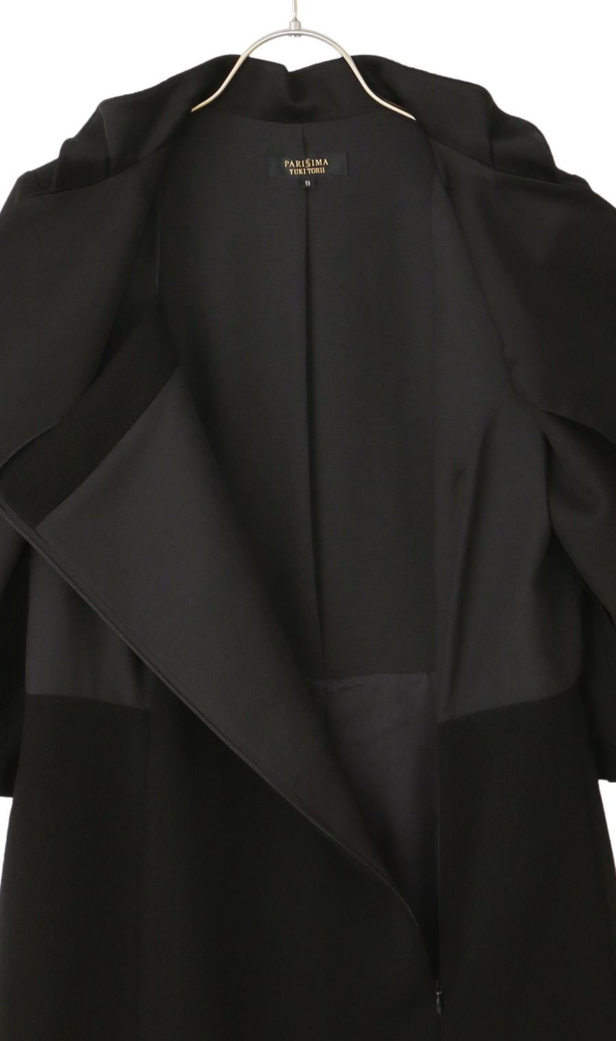 タックフリルカラーアンサンブル【前開き】【米沢織】 ブラック 9号