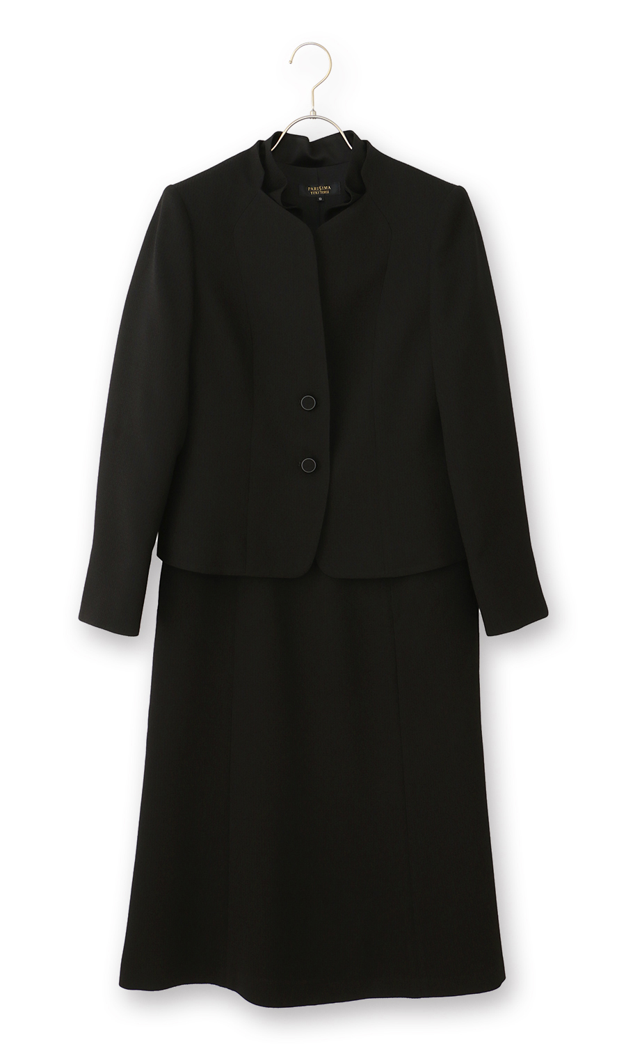 タックフリルカラーアンサンブル【前開き】【米沢織】 ブラック 9号