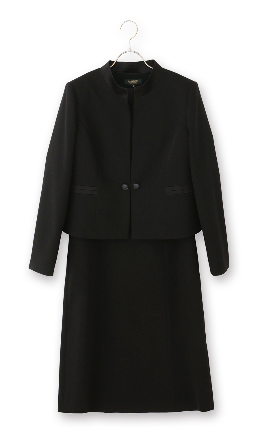 サテン切り替えスタンドカラーアンサンブル【前開き】【米沢織】 ブラック 9号