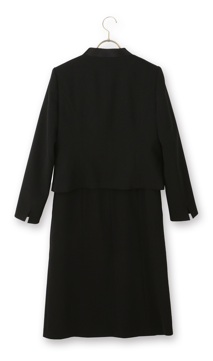 サテン切り替えスタンドカラーアンサンブル【前開き】【米沢織】 ブラック 9号