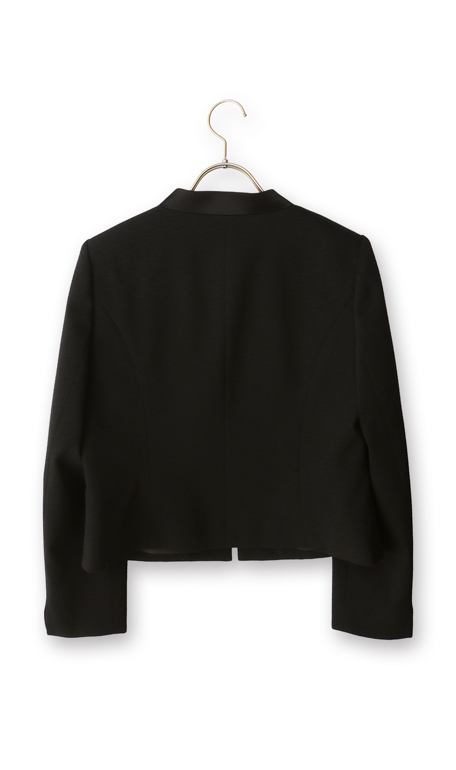 サテン切り替えスタンドカラーアンサンブル【前開き】【米沢織】 ブラック 9号