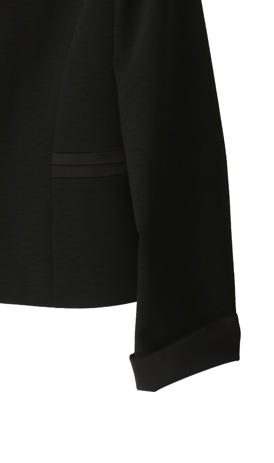 サテン切り替えスタンドカラーアンサンブル【前開き】【米沢織】 ブラック 9号