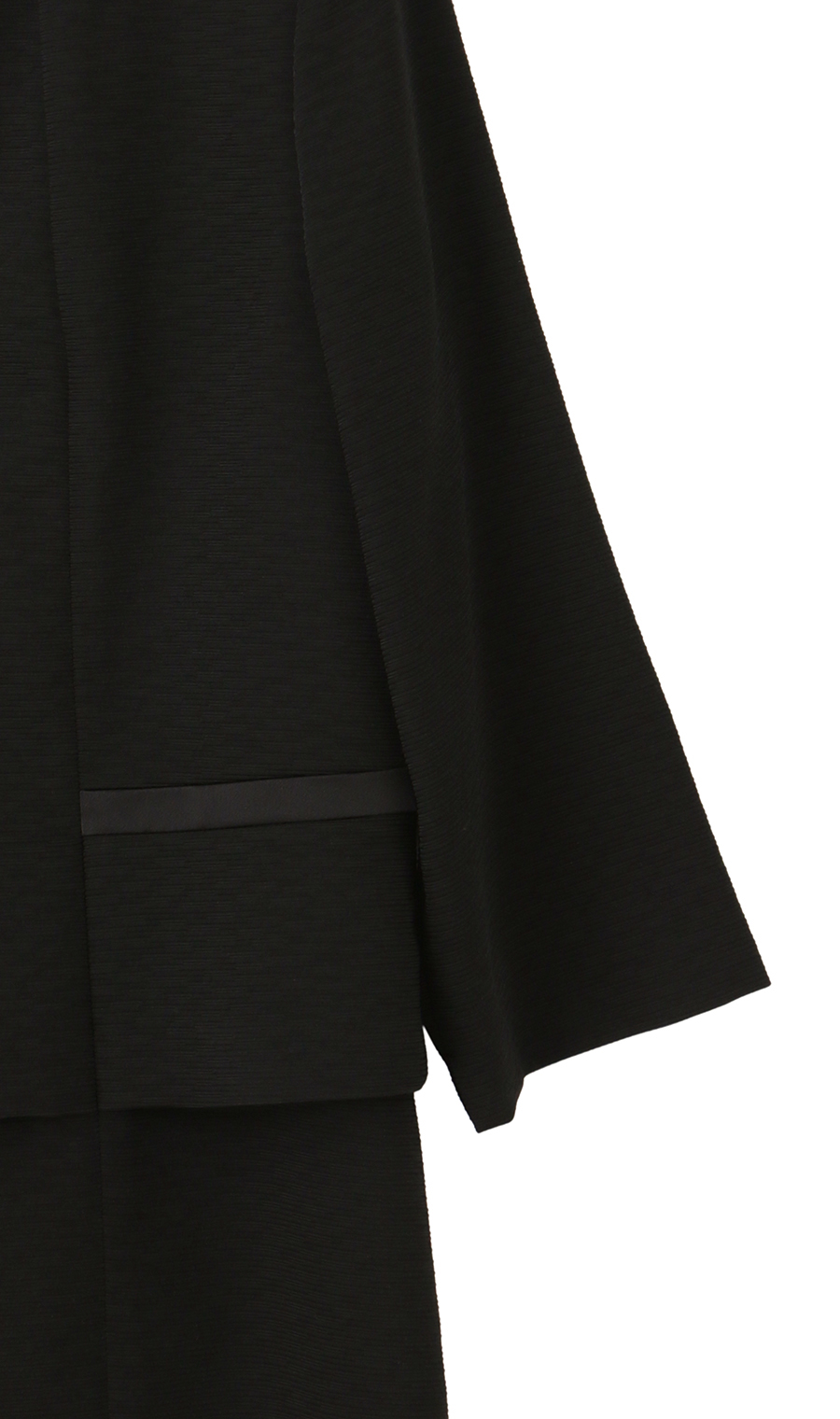 サテン切り替えスタンドカラーアンサンブル【前開き】【米沢織】 ブラック 9号