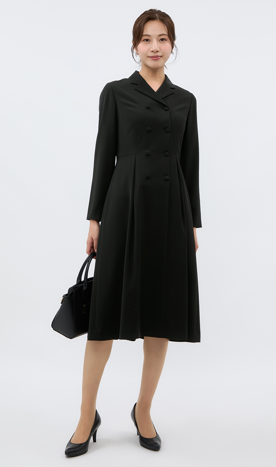 テーラーカラーワンピース【ダブル】 ブラック 7号