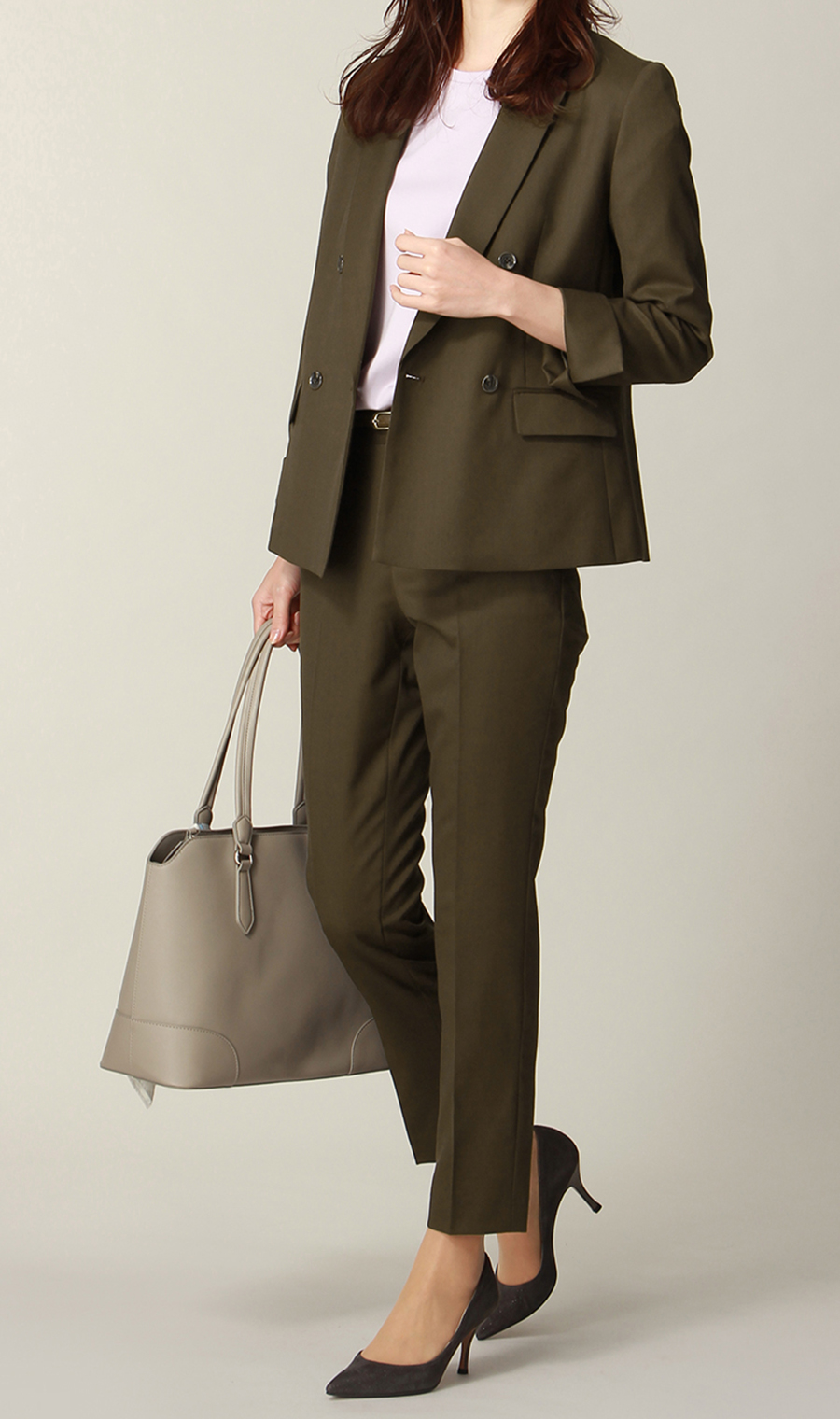 【訳アリ商品】4ボタンダブルジャケット【セットアップ着用可】 ブラウン 5号