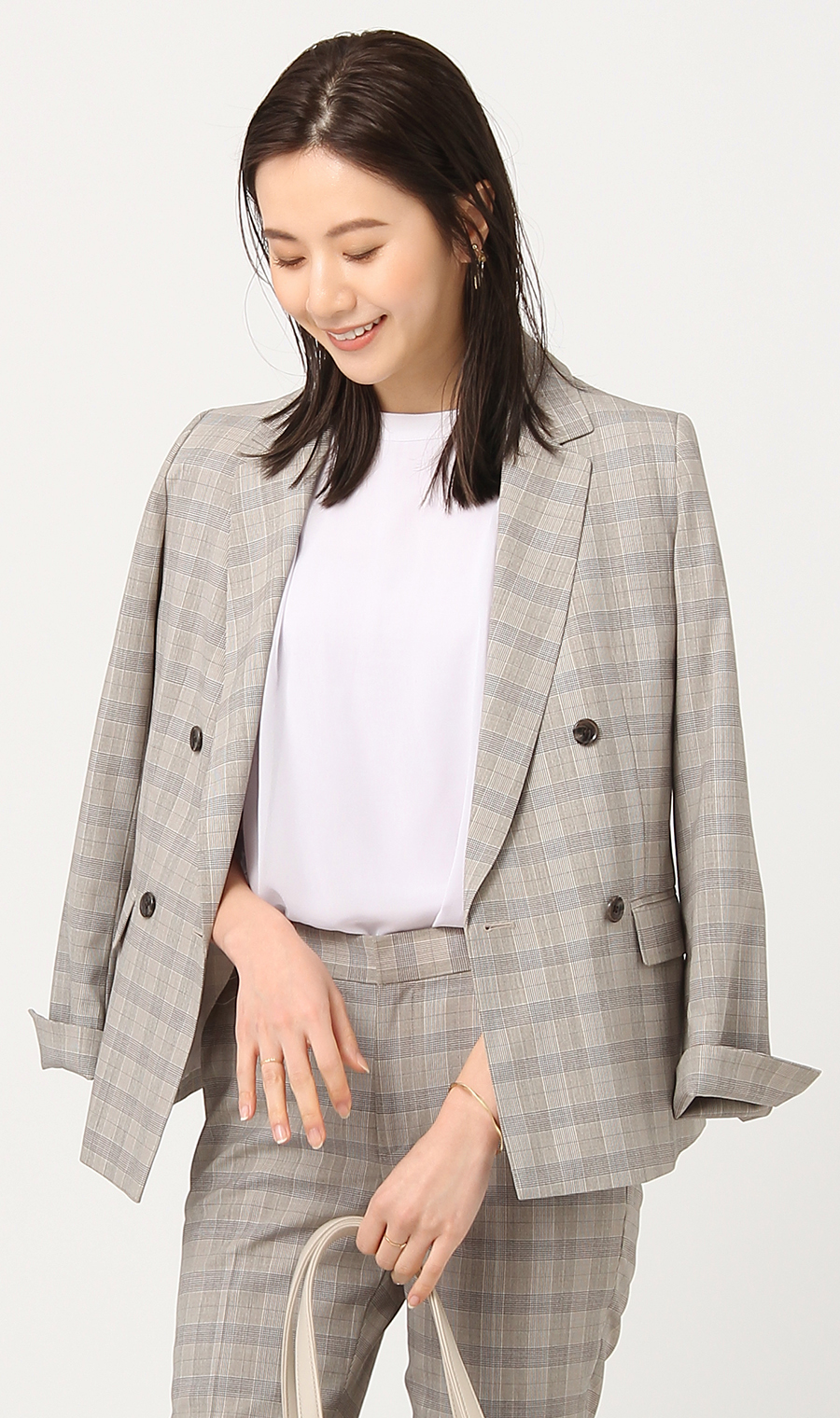 【訳アリ商品】4ボタンダブルジャケット【セットアップ着用可】 ベージュ 9号