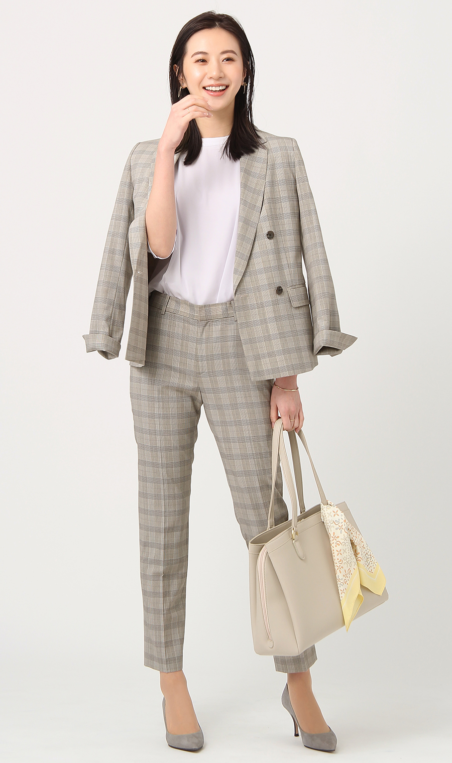 【訳アリ商品】4ボタンダブルジャケット【セットアップ着用可】 ベージュ 9号