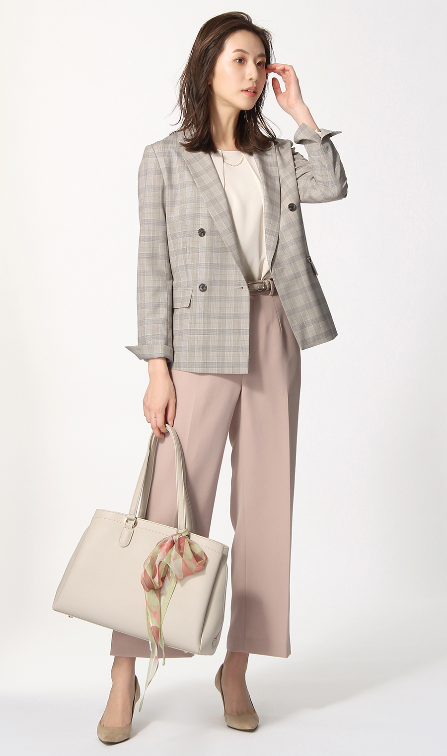 【訳アリ商品】4ボタンダブルジャケット【セットアップ着用可】 ベージュ 9号