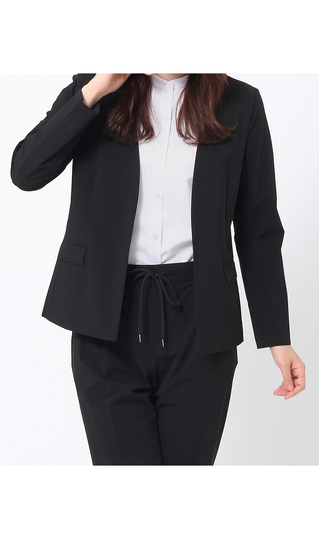 【訳アリ商品】フロントホックVカラージャケット【ウォッシャブル】【セットアップ着用可】