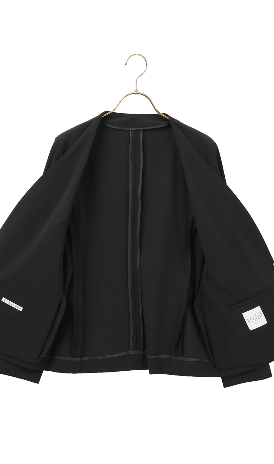 【訳アリ商品】フロントホックVカラージャケット【ウォッシャブル】【セットアップ着用可】 ブラック 5号