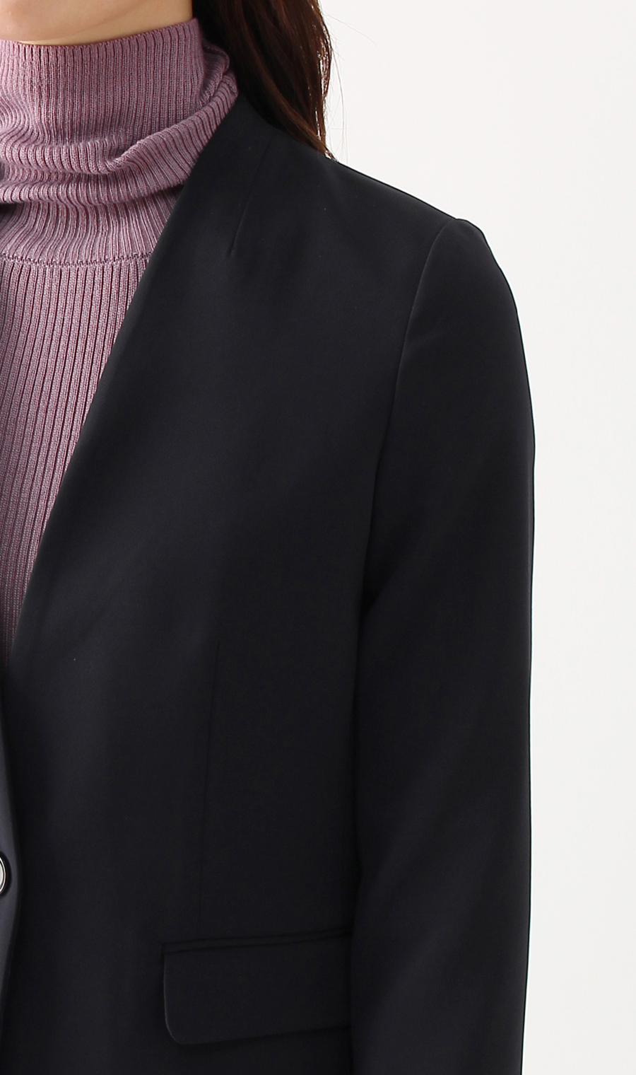 【訳アリ商品】Vカラー1つボタンジャケット【ウォッシャブル】【セットアップ着用可】 ネイビー 3号