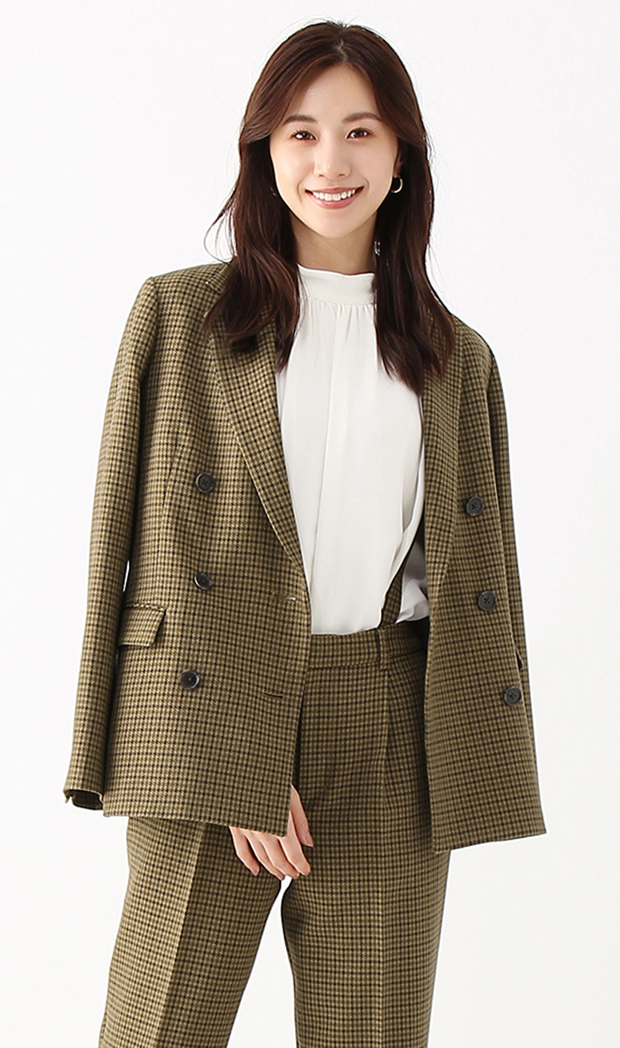 【訳アリ商品】6ボタンダブルジャケット【セットアップ着用可】 ブラウン 5号