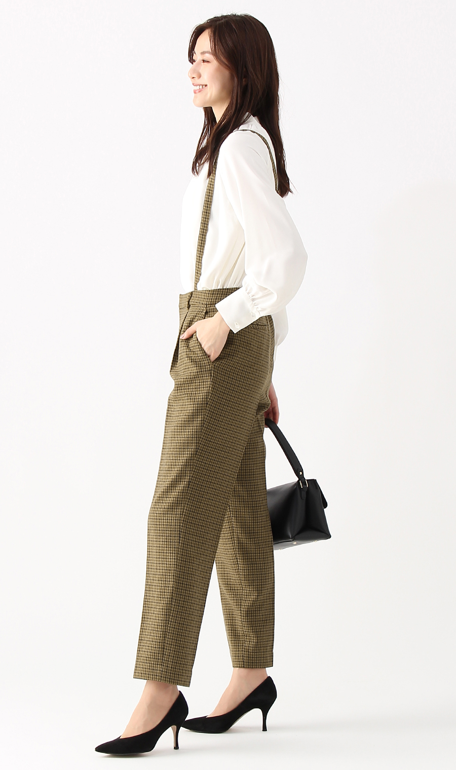 【訳アリ商品】テーパードパンツ【サスペンダー付き】【セットアップ着用可】【裾上げ済み】 ブラウン 5号