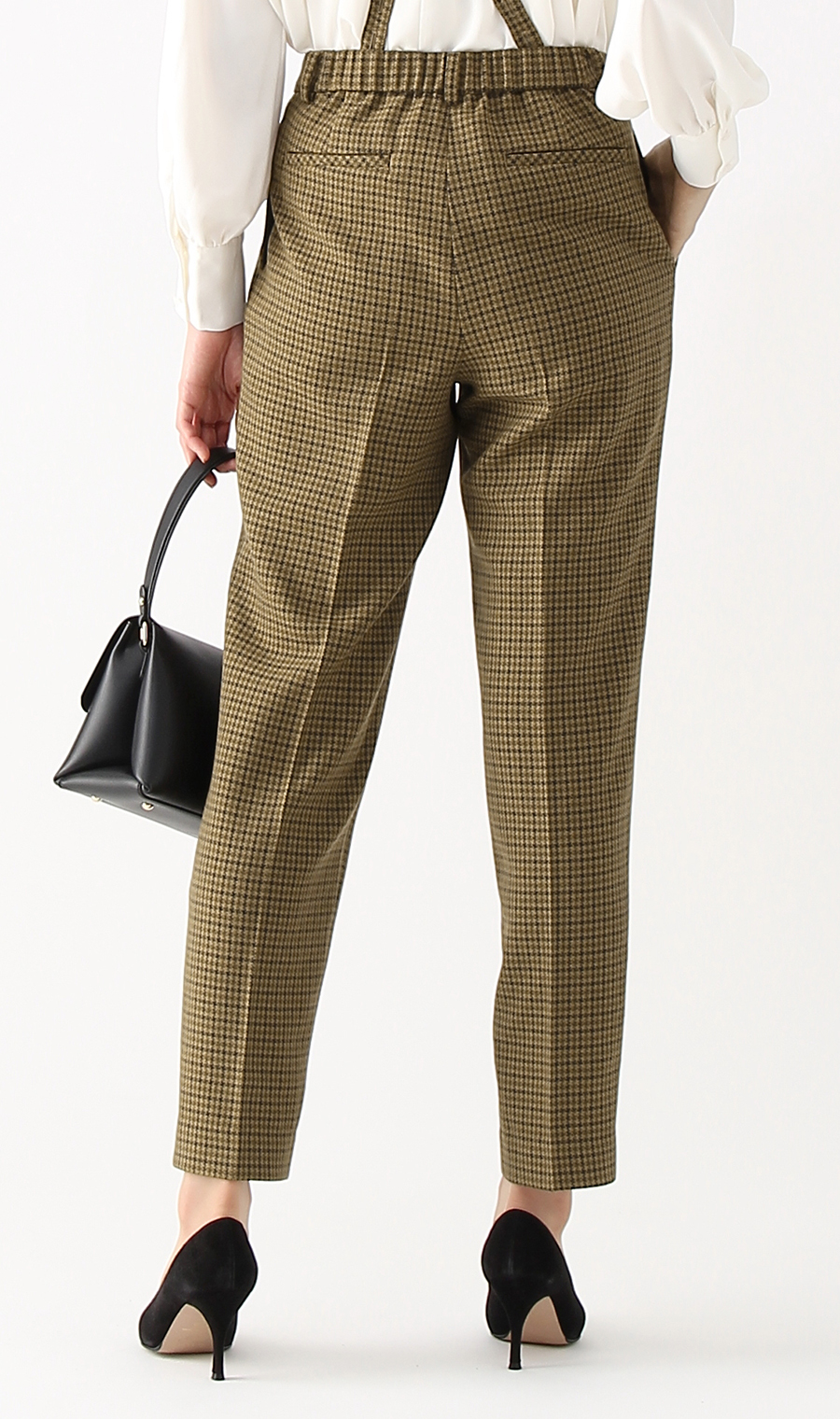 【訳アリ商品】テーパードパンツ【サスペンダー付き】【セットアップ着用可】【裾上げ済み】 ブラウン 5号