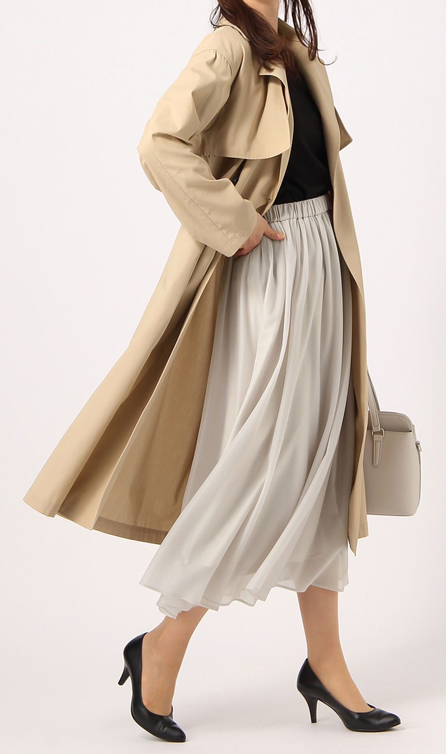 【訳アリ商品】ロングトレンチコート【一枚仕立て】 ベージュ 7号