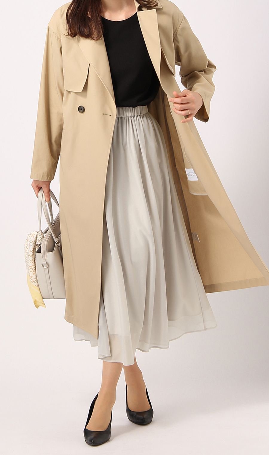 【訳アリ商品】ロングトレンチコート【一枚仕立て】 ベージュ 7号