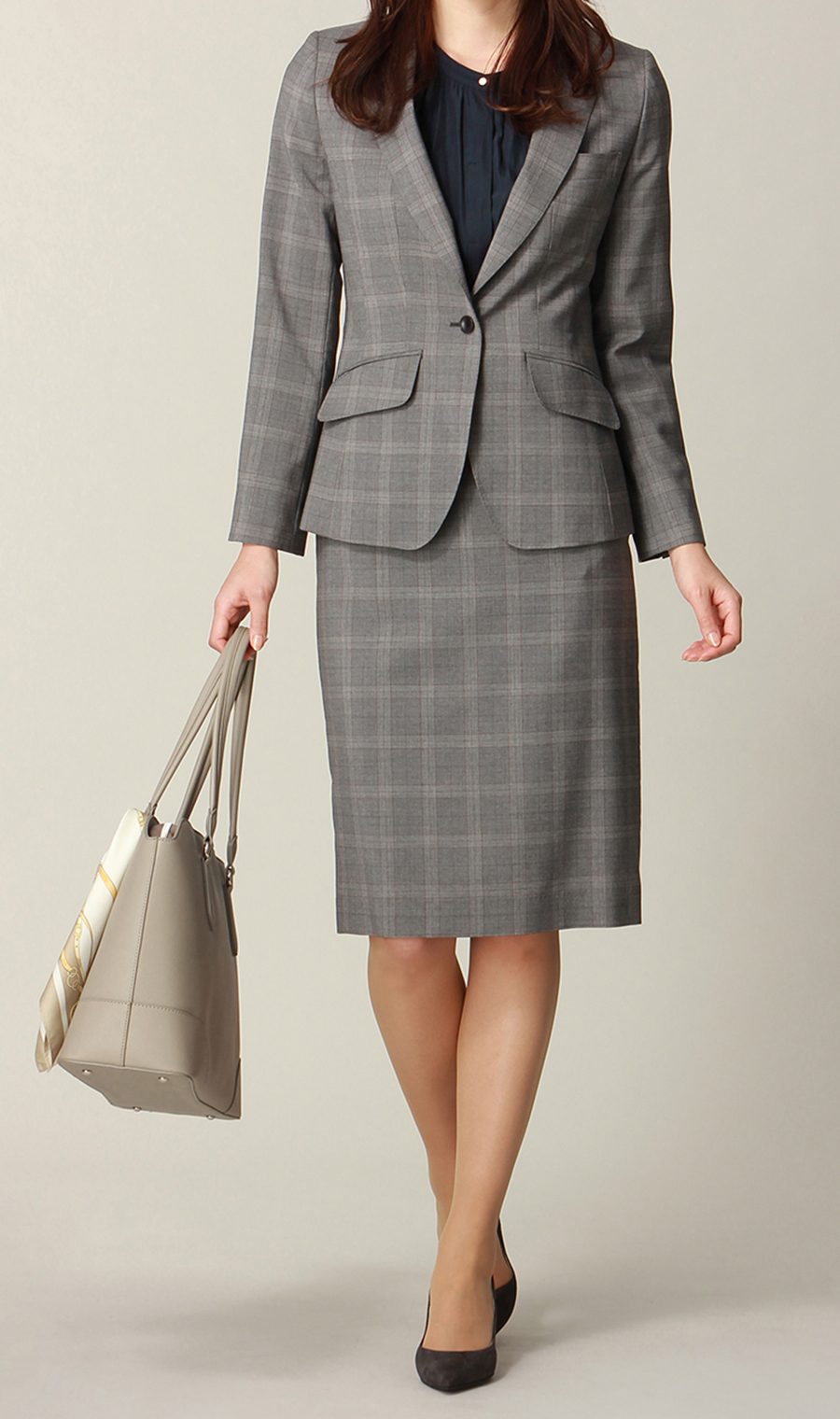 【訳アリ商品】1ボタンテーラードジャケット【イタリア製生地使用】【セットアップ着用可】 グレー 5号