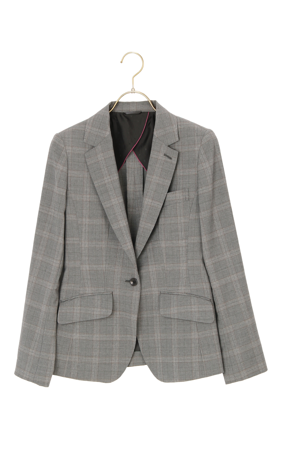 【訳アリ商品】1ボタンテーラードジャケット【イタリア製生地使用】【セットアップ着用可】 グレー 5号
