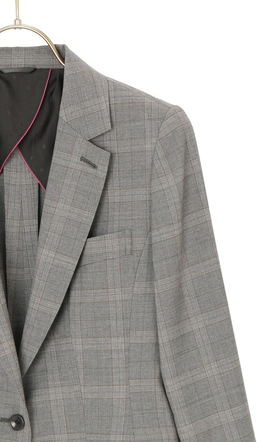 【訳アリ商品】1ボタンテーラードジャケット【イタリア製生地使用】【セットアップ着用可】 グレー 5号