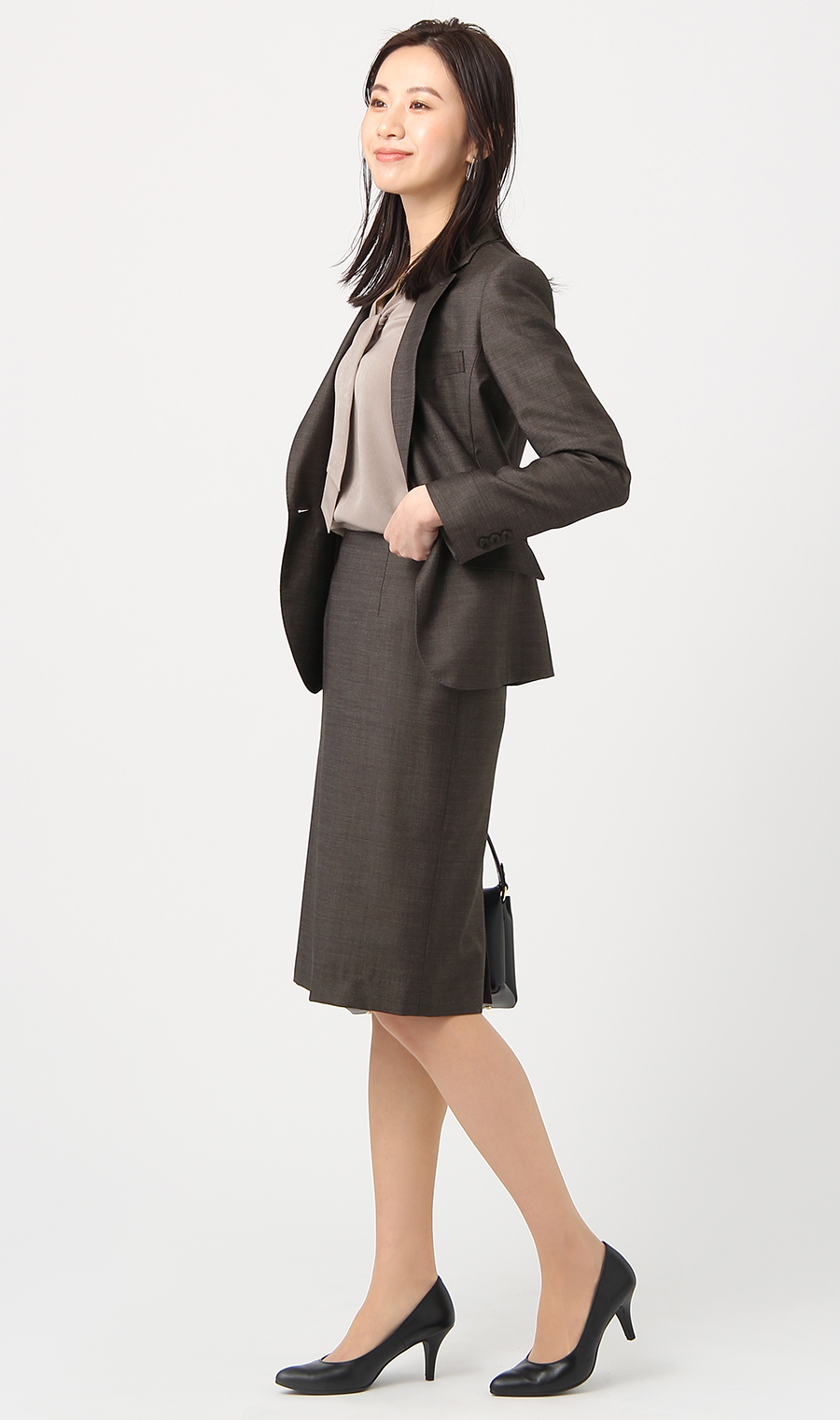 【訳アリ商品】タイトスカート【イタリア製生地使用】【セットアップ着用可】 ブラウン 17号