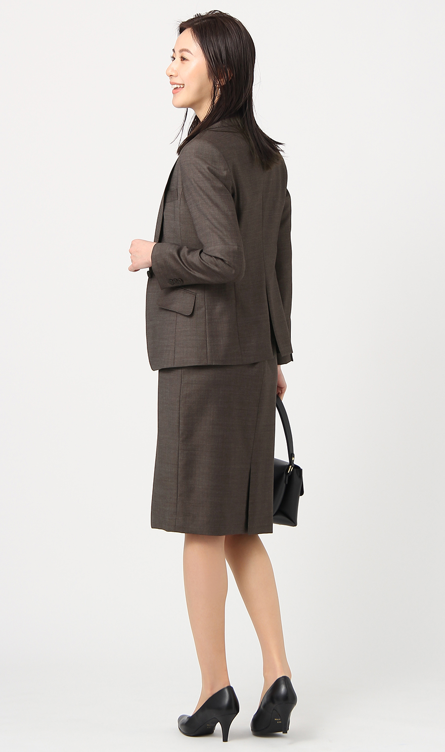 【訳アリ商品】タイトスカート【イタリア製生地使用】【セットアップ着用可】 ブラウン 17号