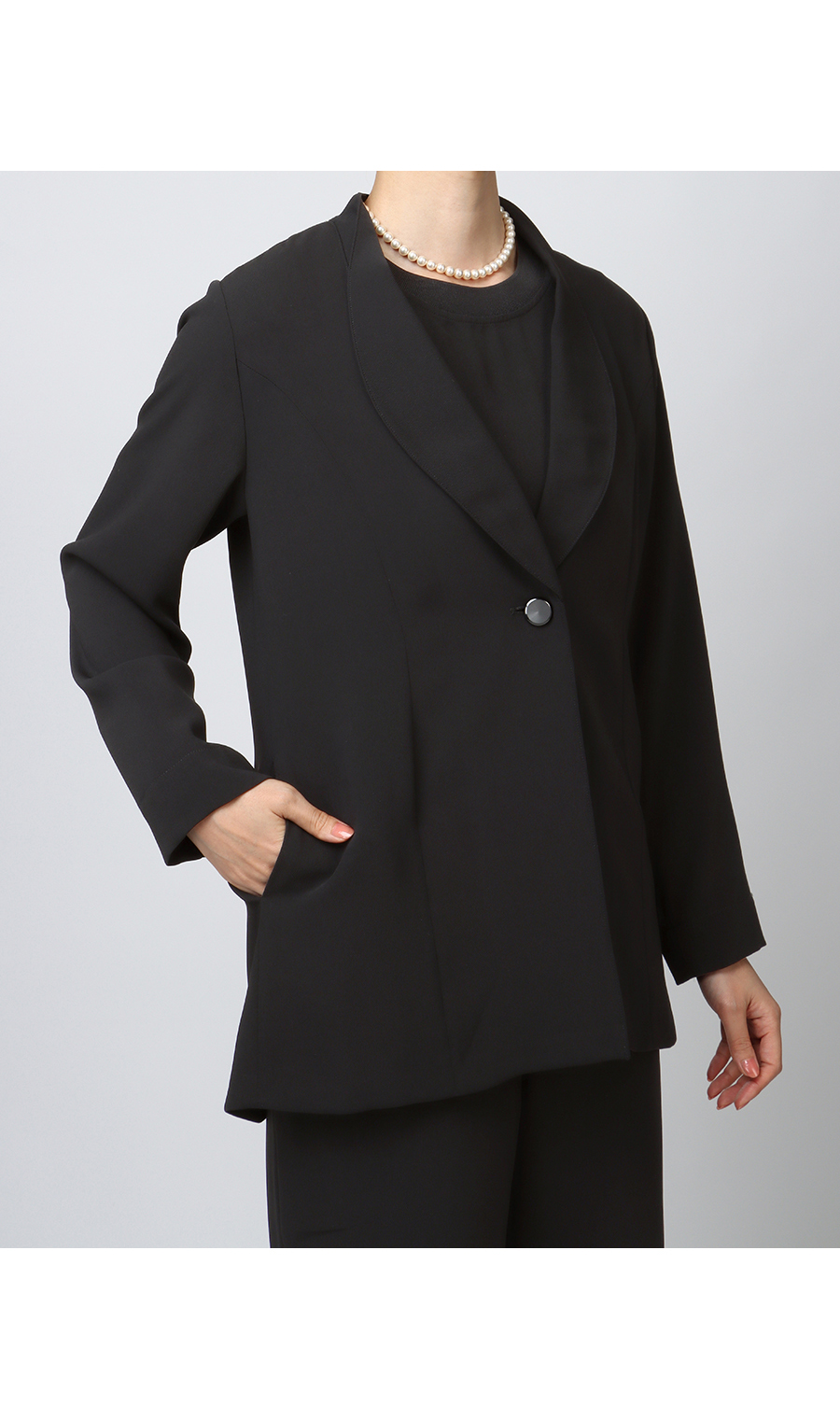 【訳アリ商品】ショールカラーフォーマルジャケット【セットアップ着用可】 ブラック M